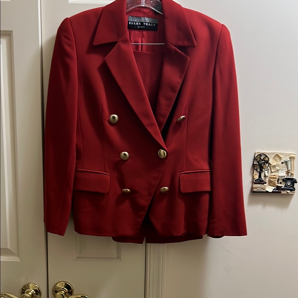 Vintage Ellen Tracy Women's Bold Rust Suit with Skirt